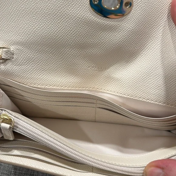 Coach Bag Cream Leather Wallet Gold Chain Crossbody - Picture 13 of 17